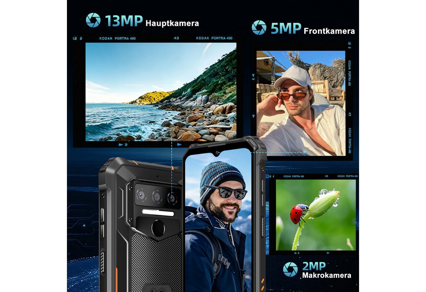 OUKITEL WP23 Plus 4G Outdoor Smartphone (16,56 cm/6.52 Zoll, 256 GB Speicherplatz, 13 MP Kamera, 10600mAh, 6,52'' Display, IP68/IP69K, Dual SIM 4G, NFC, GPS) – Bild 5 von 5