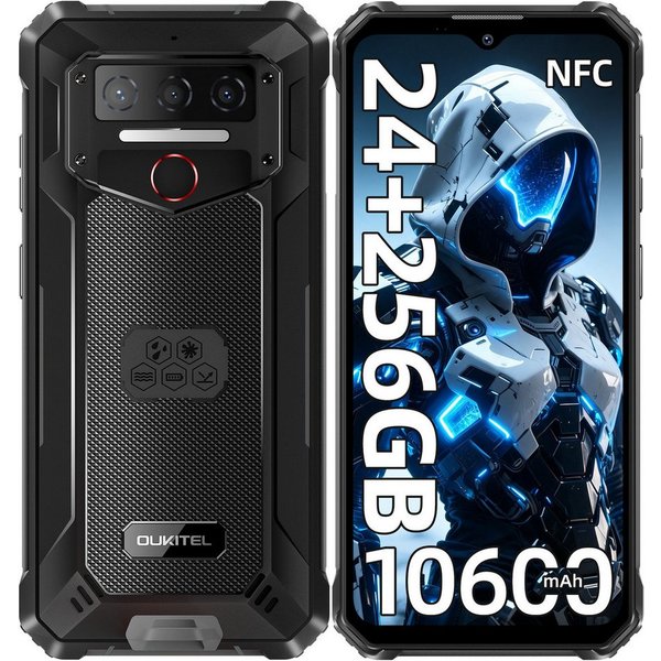 OUKITEL WP23 Plus 4G Outdoor Smartphone (16,56 cm/6.52 Zoll, 256 GB Speicherplatz, 13 MP Kamera, 10600mAh, 6,52'' Display, IP68/IP69K, Dual SIM 4G, NFC, GPS)