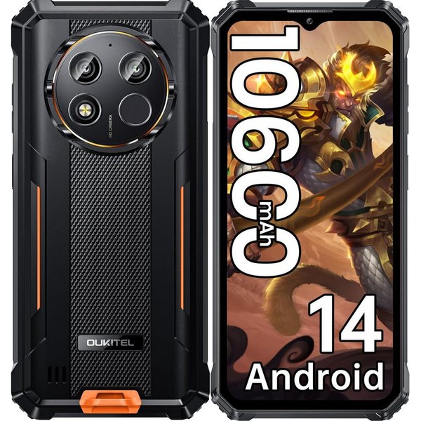OUKITEL WP28E 16GB RAM + 64GB ROM/TF 1TB, 4G Outdoor Smartphone (16,56 cm/6.52 Zoll, 64 GB Speicherplatz, 13 MP Kamera, 6.52'' HD Display, 10600mAh, IP68/IP69K,