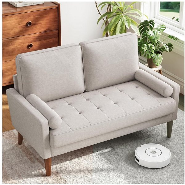 OUNUO 2-Sitzer Sofa 2 Sitzer, Modernes 2er Sofa mit 2 Wurfkissen