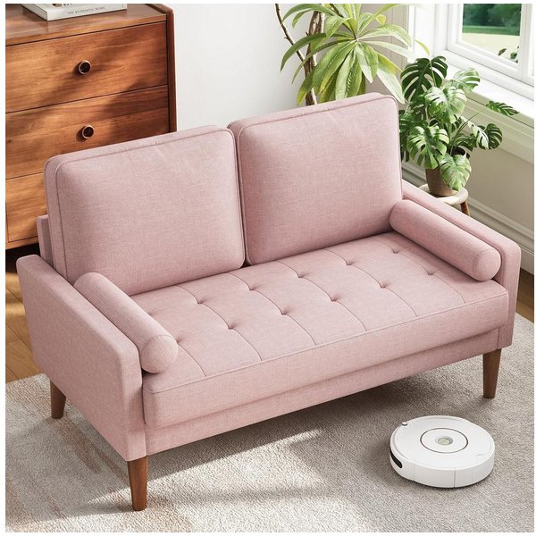 OUNUO 2-Sitzer Sofa 2 Sitzer, Modernes 2er Sofa mit 2 Wurfkissen
