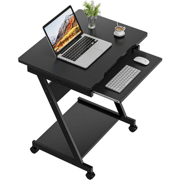 OUNUO Computertisch Schreibtisch Computertisch mit Rollen Laptoptisch Z-förmiger