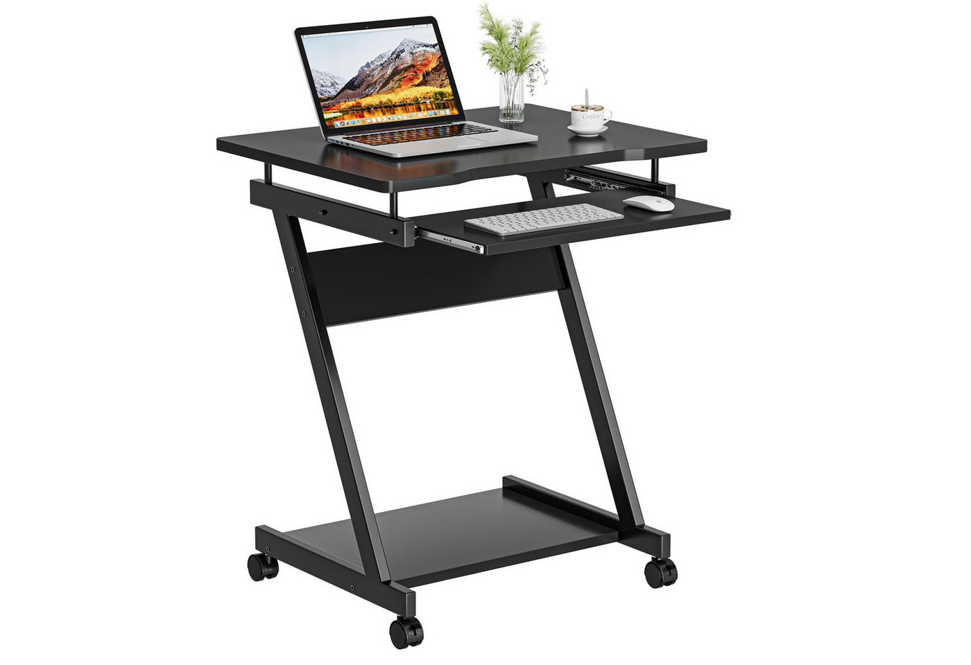 OUNUO Computertisch Schreibtisch Computertisch mit Rollen Laptoptisch Z-förmiger – Bild 2 von 5