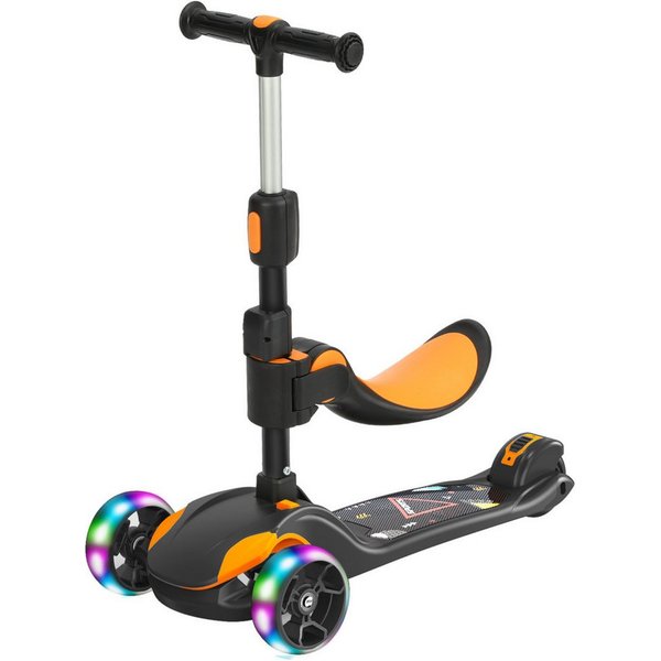 OUNUO Dreiradscooter Kinderroller mit Klappsitz, höhenverstellbar, mit LED, für 2 Jahre ab