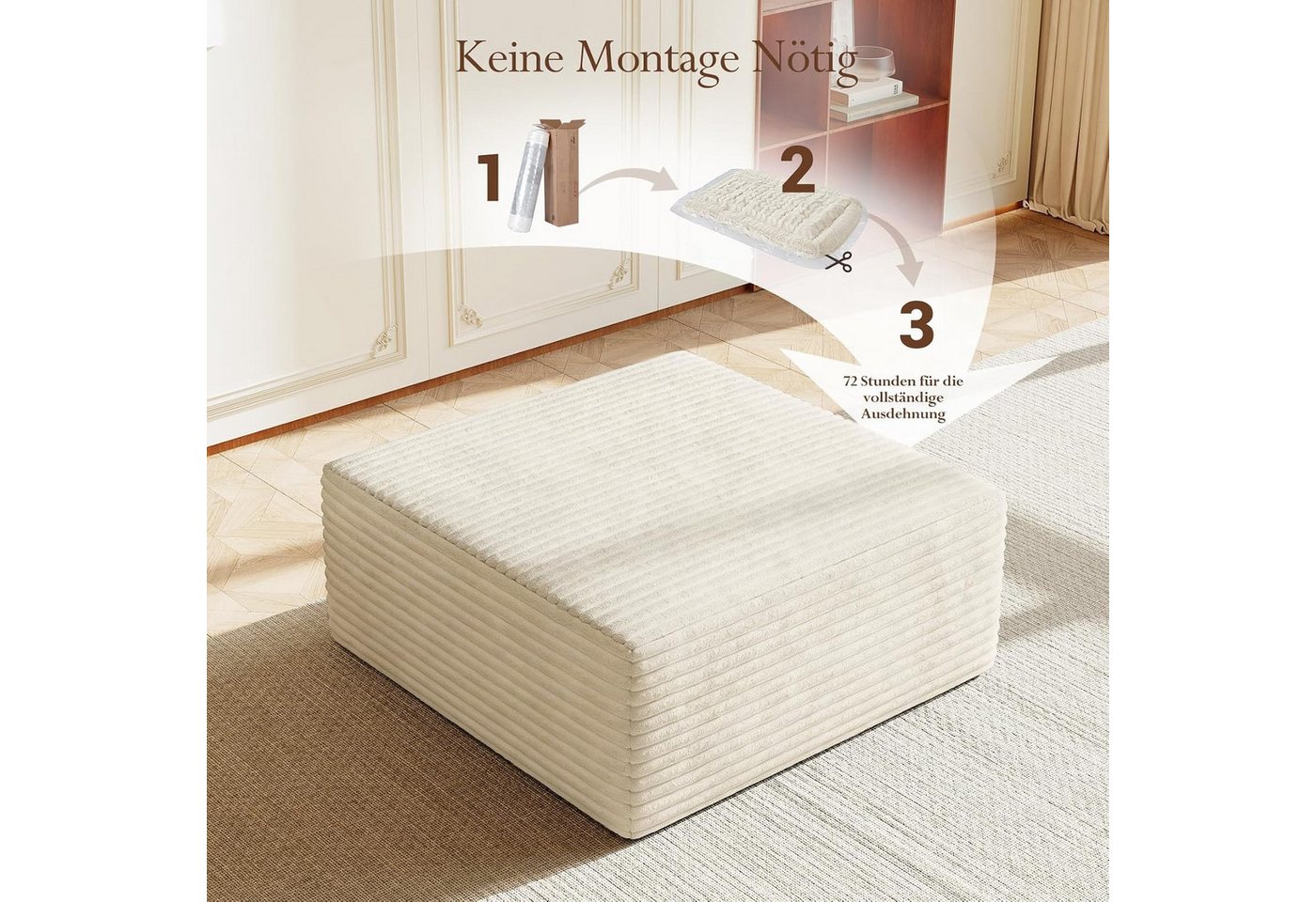 OUNUO Ecksofa Ecksofa Modularer KordKordstuhl mit Hochelastischem Schwamm – Bild 4 von 5