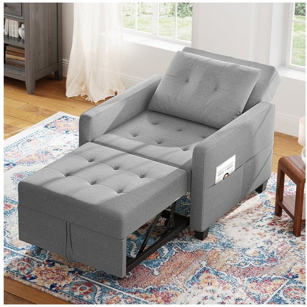 OUNUO Sofa Schlafsofa Klein 3 in 1, Klappsofa & Schlafhocker mit Bettfunktion