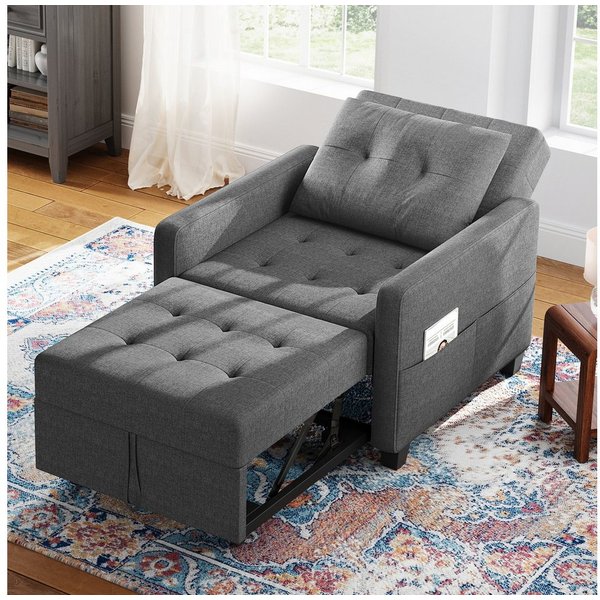 OUNUO Sofa Schlafsofa Klein 3 in 1, Klappsofa & Schlafhocker mit Bettfunktion