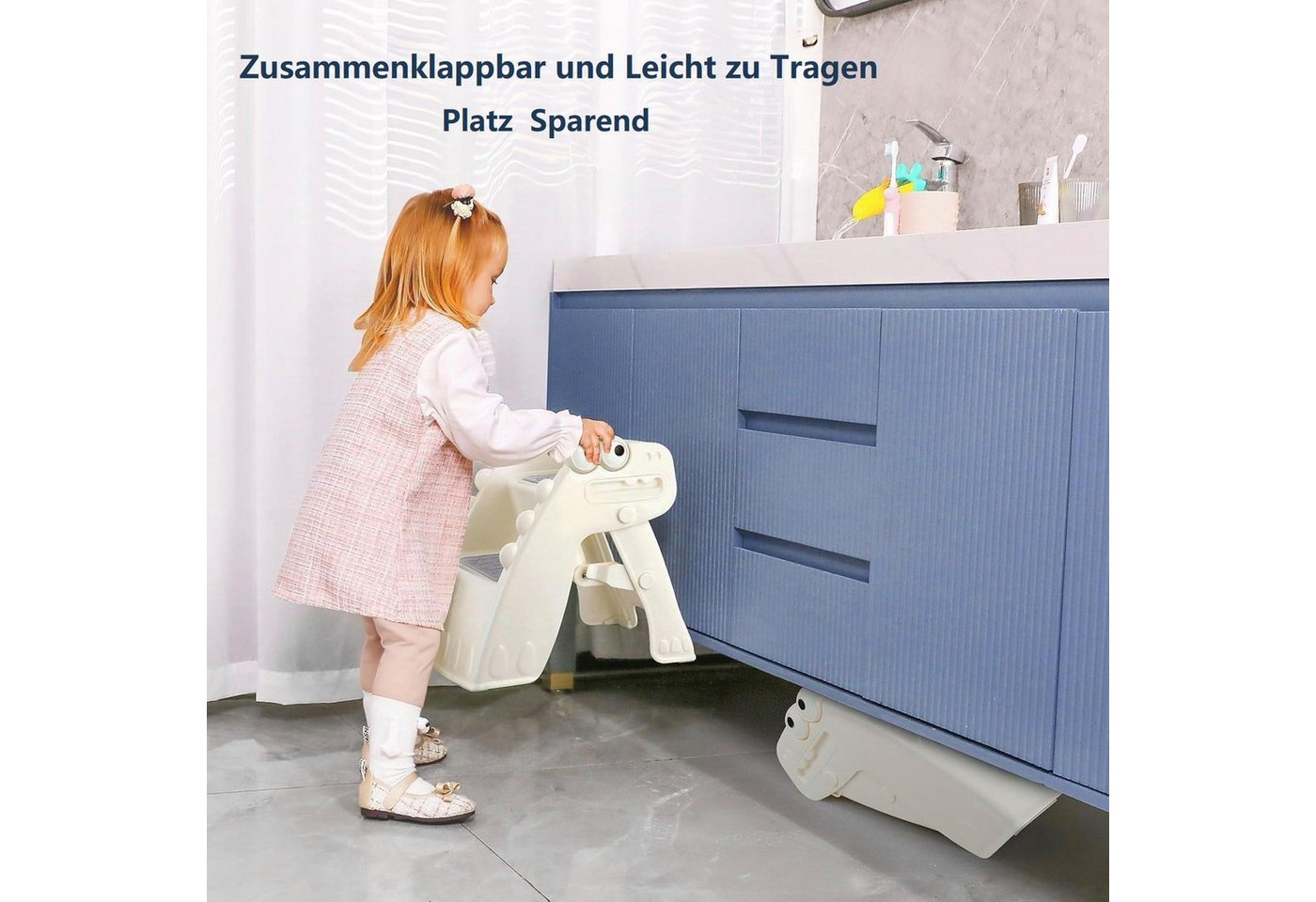OUNUO Tritthocker Kleinkind-Hocker, 2-stufiger faltbarer Tritthocker – Bild 3 von 5