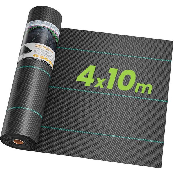 OUNUO Unkrautvlies 90g/m² Unkrautvlies Gartenvlies Unkrautfolie 4m breit, 4x10 Meter Rolle