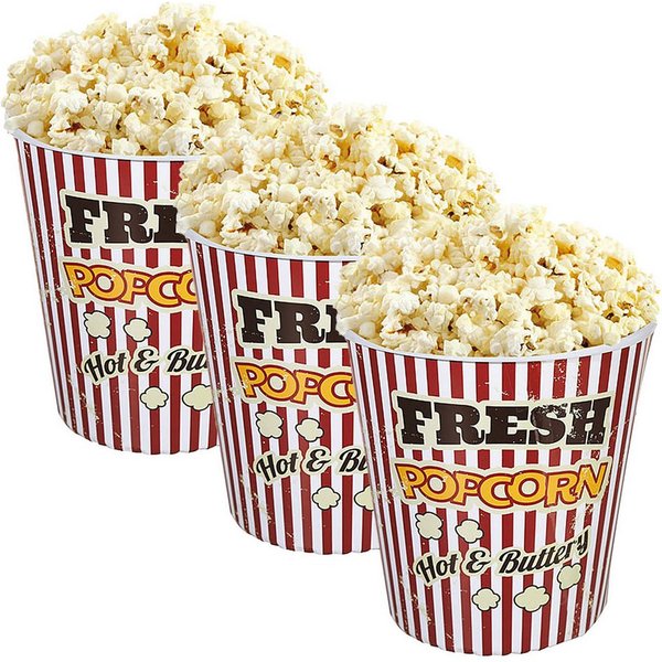 Out of the Blue Snackschale Retro Kino-Popcorn-Eimer 18cm Kunststoffbecher spülmaschinenfest 1/2er, (2-tlg), Wiederverwendbarer Popcorn-Becher im Vintage-Design