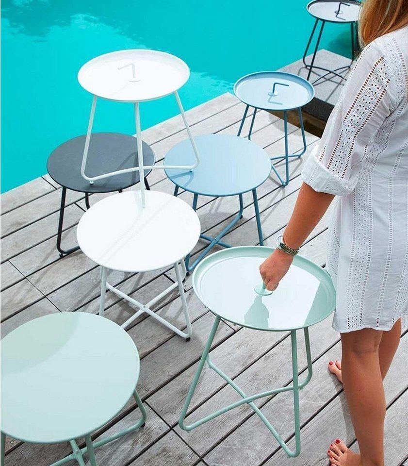 Outdoor Beistelltisch LIAM, Ø 45 cm, Anthrazit, Metallplatte, Stahl, Geeignet für den Außenbereich, verstellbare Nivellierung – Bild 2 von 5