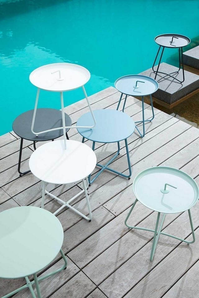 Outdoor Beistelltisch LIAM, Ø 45 cm, Anthrazit, Metallplatte, Stahl, Geeignet für den Außenbereich, verstellbare Nivellierung – Bild 3 von 5