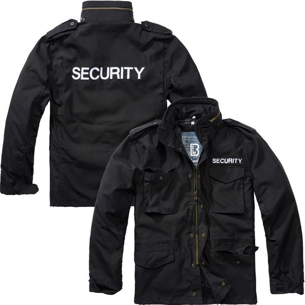 Brandit Outdoorjacke Brandit M65 Security Jacke Schwarz mit Aufschrift