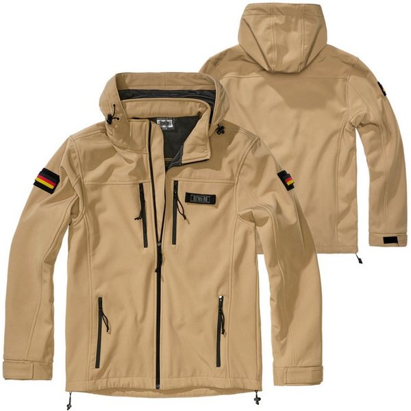 BWuM Outdoorjacke BWuM Tactical Softshell Jacke + Patch & Flaggen