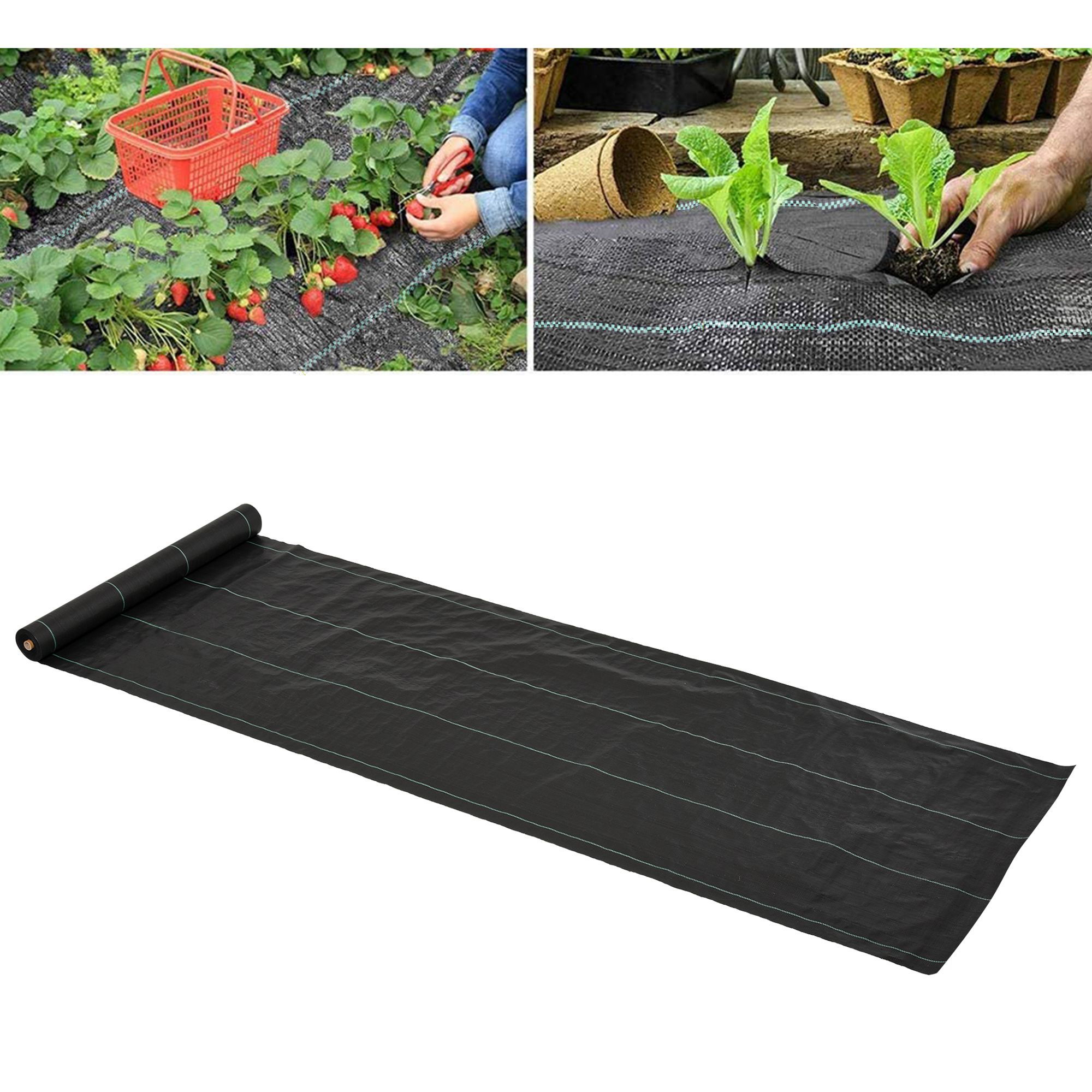 Outsunny Anti-Unkrautgewebe Verschleißfest Unkraut Barrier Bändchengewebe Reißfestes Bodendecker 100g/m² Unterbodengewebe mit grünen Trennwänden Aosom – Bild 2 von 2
