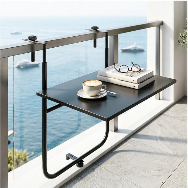 Outsunny Balkonhängetisch Einhängetisch,Balkonhängetisch,3-fach höhenverstellbar,bis 15kg (Terrassentisch, 1-St., Hängetisch), für Garten, Metall, 62 x 60 x 85,