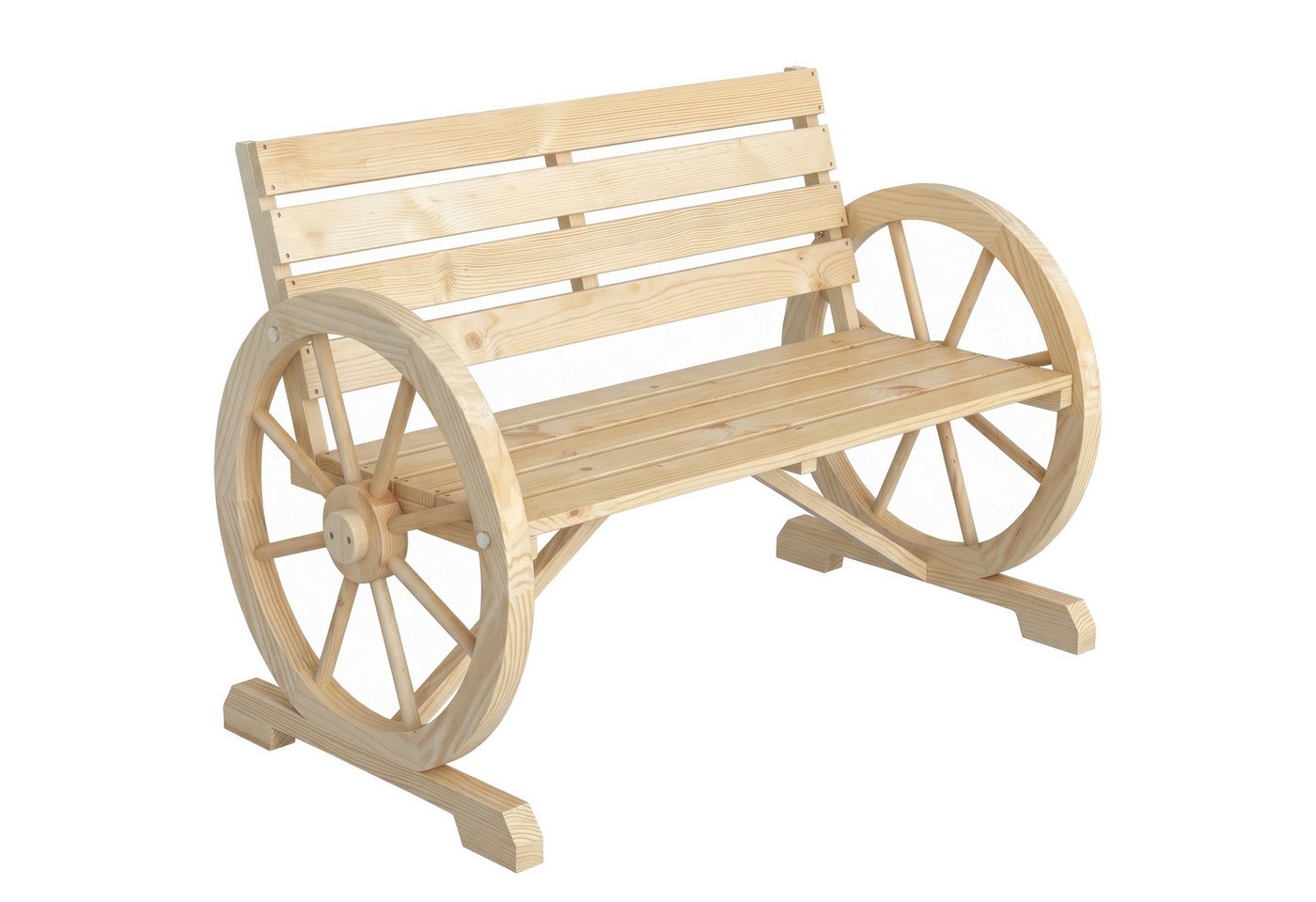 Outsunny Bank Gartenbank, wetterfest, mit Rücken und Armlehnen, Parkbank (Holzbank, 1-St., Sitzbank), bis 240 kg belastbar Tannenholz Naturholz 105,5 x 56 x 79  – Bild 2 von 5