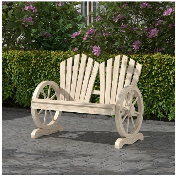 Outsunny Bank Gartenbank mit Armlehne, Sitzbank (Bank, 1-St., Gartenbank), 2 Sitzer