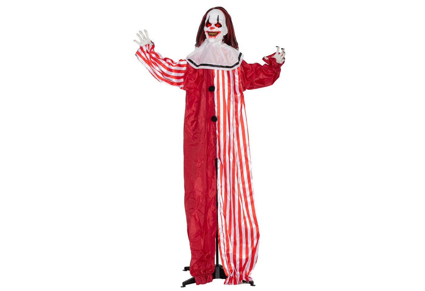 Outsunny Dekofigur mit LED-Lichter, Soundfunktion, verstellbaren Armen (Halloween Clown, 1 St., 165 cm Halloween Dekoration), Garten Dekofigur in Lebensgröße fü – Bild 2 von 5