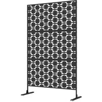 Outsunny Dekorativer Windschutz aus Metall mit geometrischem Design - 122 x 45 x 198 cm, Schwarz Aosom