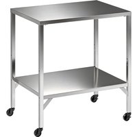 Outsunny Edelstahl-Grillwagen - Außen-Arbeitsfläche 85x60cm mit Arbeitsplatte und Rollen - Stabile Gartendesserte für Pizzaofen und Grill, Silber Aosom