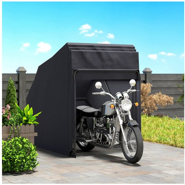 Outsunny Faltgarage Motorrad Abdeckplane mit Fenster Wasserdicht Motorradgarage (faltbar Outdoor Motorradabdeckung, 1-St., Motorrad Abdeckplane), für 2 Motorräd