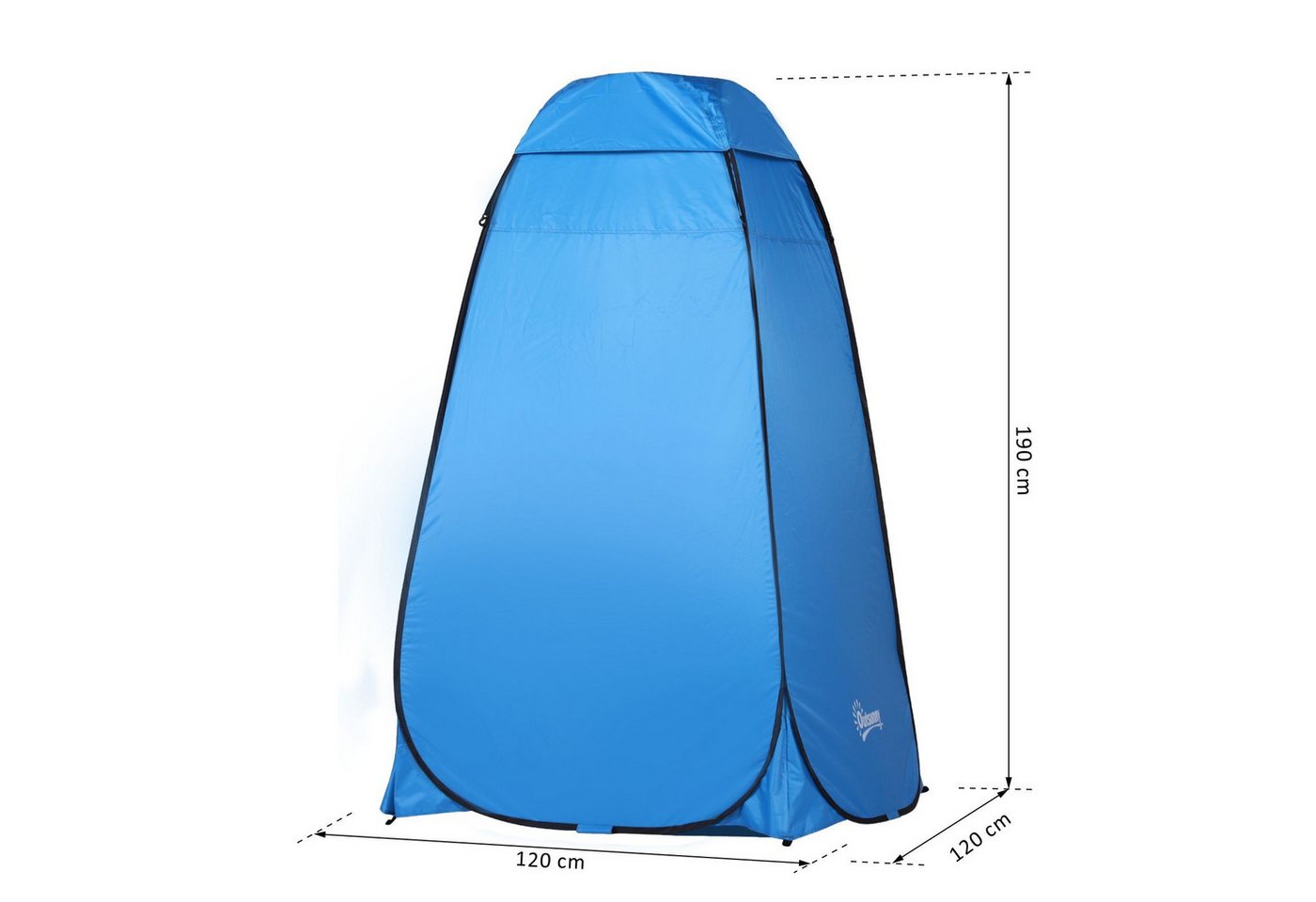 Outsunny Faltzelt Pop-up, tragbare mit Tragetasche, Fenster, mobile Umkleidezelt, Personen: 2 (Toilettenzelt, 1 tlg., Duschzelt), für Garten, Balkon, Himmelblau – Bild 3 von 5