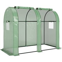 Outsunny Foliengewächshaus 2 Rolltüren winddicht mit Seitenfenster UV-Schutz für Garten Tomatenhaus aus PE in Grün Aosom.de