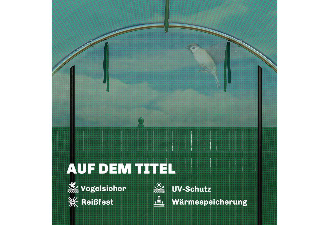 Outsunny Foliengewächshaus Gewächshaus mit Rollbar, 6 Netzfenster, Winterfest Tomatenhaus, BxTxH: 200 x 300 x 200 cm, BxLxH: 200 x 300 x 200 cm, 0.5 mm Wandstär – Bild 5 von 5