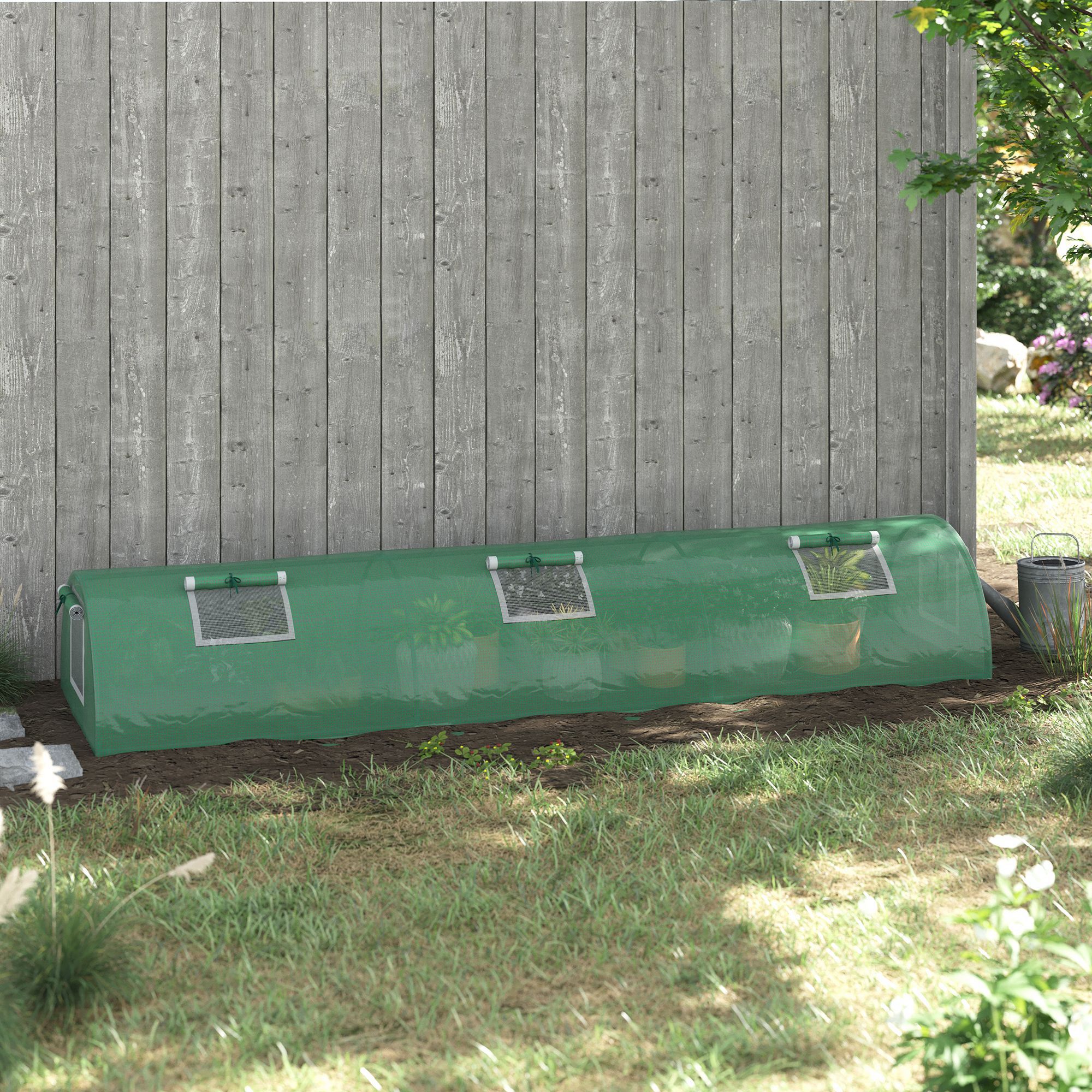 Outsunny Foliengewächshaus Mini Tunnelgewächshaus 300x80x45cm mit UV-beständiger PE Folie und Mesh Fenster in Grün für Pflanzenzucht Aosom.de – Bild 2 von 2