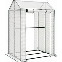 Outsunny Foliengewächshaus mit Doppeltür, winddichtes Tomatenhaus in Weiß, 100x80x150cm, ideal für Garten & Balkon Aosom.de