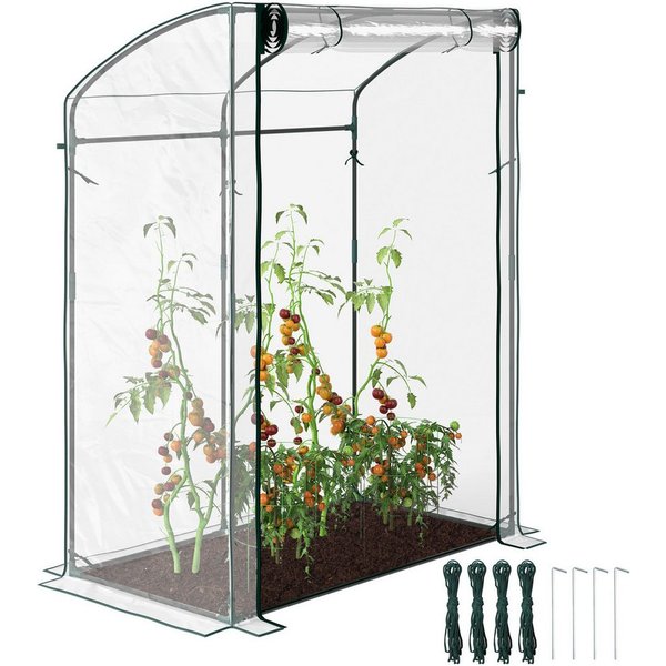 Outsunny Foliengewächshaus mit Tür, Gebogendach, winterfest, aus Stahl, BxLxH: 70 x 128 x 170 cm, 0.01 mm Wandstärke, Tomaten-Gewächshaus 1-St., Mini-Gewächshau