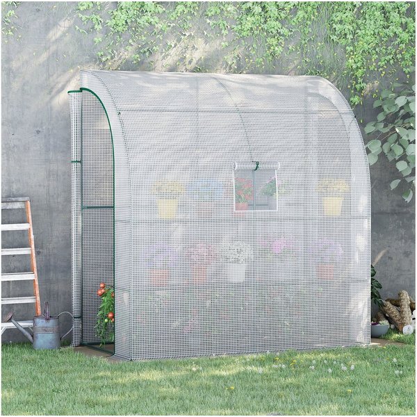 Outsunny Foliengewächshaus Tomatengewächshaus 200x100x215cm mit Mesh Fenster und aufrollbaren Türen UV Schutz in Weiß für Pflanzen und Garten Aosom.de