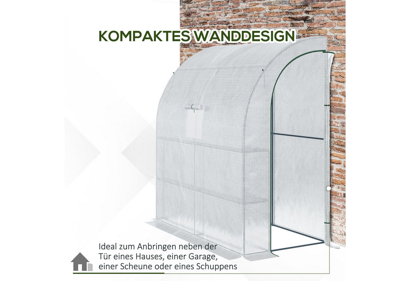 Outsunny Foliengewächshaus Tomatengewächshaus 200x100x215cm mit Mesh Fenster und aufrollbaren Türen UV Schutz in Weiß für Pflanzen und Garten Aosom.de – Bild 5 von 5