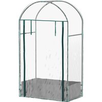 Outsunny Garten-Gewächshaus, Balkon-Gewächshaus, verstärkte PVC-Abdeckung, Stahlrahmen, aufrollbare Reißverschlusstür, mit Pflanzsack, für Gemüse Pflanzen, inne