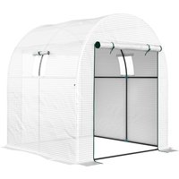 Outsunny Garten-Tunnelgewächshaus 1,8x1,8x2 m mit 2 aufrollbaren Türen und Fenstern, Garten-Gewächshaus mit Stahlgestell und PE-Abdeckung, für Gemüse, Blumen un