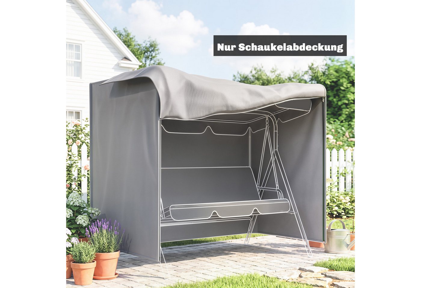 Outsunny Gartenmöbel-Schutzhülle 3 Sitzer, Wasserabweisend, Winterfest, 600D Oxford Gewebe (Regenschutz, 1-St., Sonnenschutz), Oxford, Grau 177 x 114 x 152 cm – Bild 2 von 5