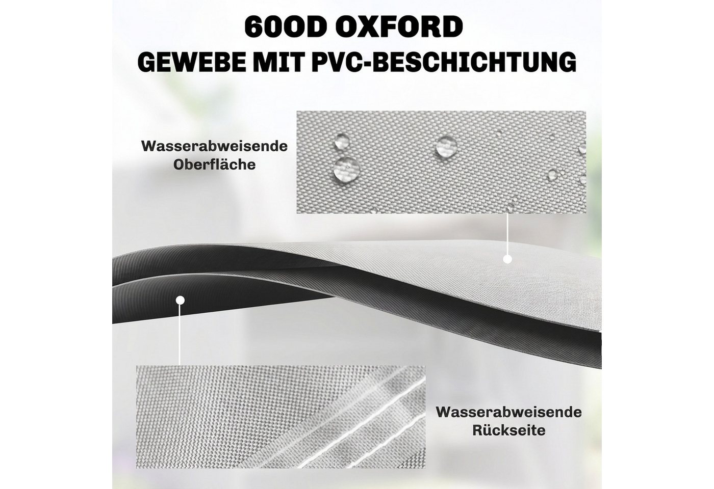 Outsunny Gartenmöbel-Schutzhülle 3 Sitzer, Wasserabweisend, Winterfest, 600D Oxford Gewebe (Regenschutz, 1-St., Sonnenschutz), Oxford, Grau 177 x 114 x 152 cm – Bild 5 von 5