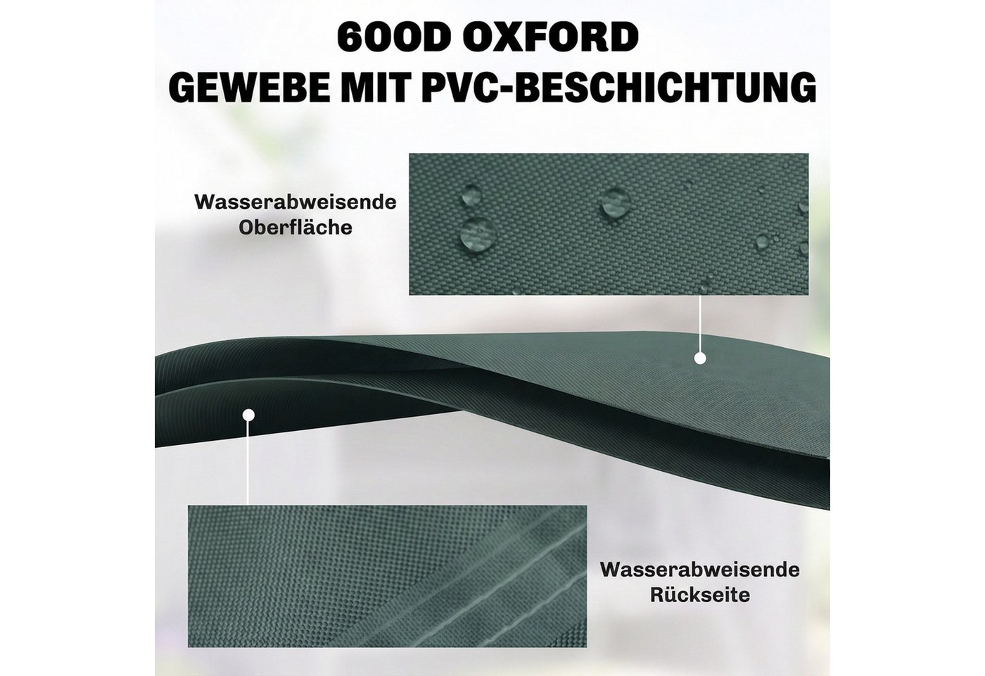 Outsunny Gartenmöbel-Schutzhülle 3 Sitzer, Wasserabweisend, Winterfest, 600D Oxford Gewebe (Abdeckung für Gartenschaukel, 1-St., Abdeckhaube für Hollywoodschauk – Bild 5 von 5