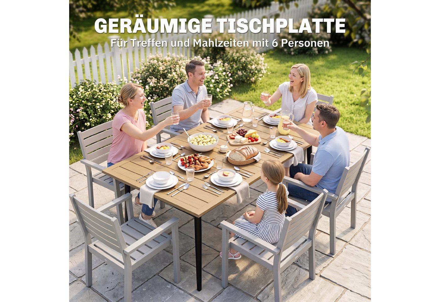 Outsunny Gartentisch Balkontisch aus Stahl, Balkontisch mit Schirmloch, Campingtisch (Campingtisch aus Stahl, 1-St., Balkontisch), für Garten, Balkon, Braun – Bild 4 von 5
