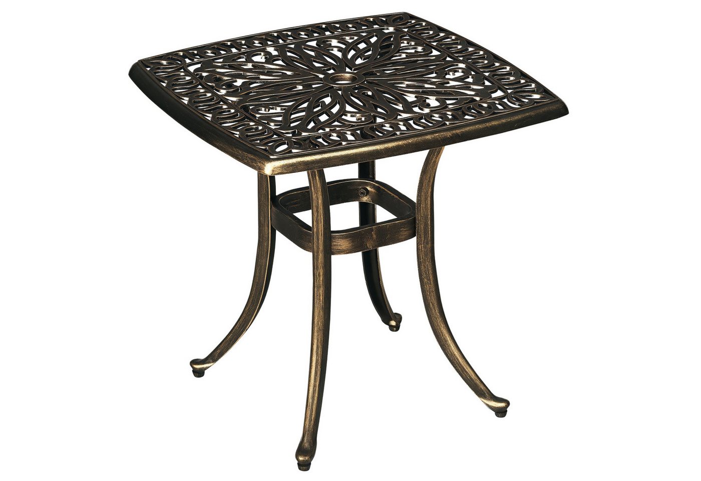 Outsunny Gartentisch Kaffeetisch mit Schirmloch und Aluminiumrahmen, für Garten, Balkon (Terrassentisch, 1-St., Beistelltisch), Bronze, 54 x 54 x 52,5 cm – Bild 2 von 5