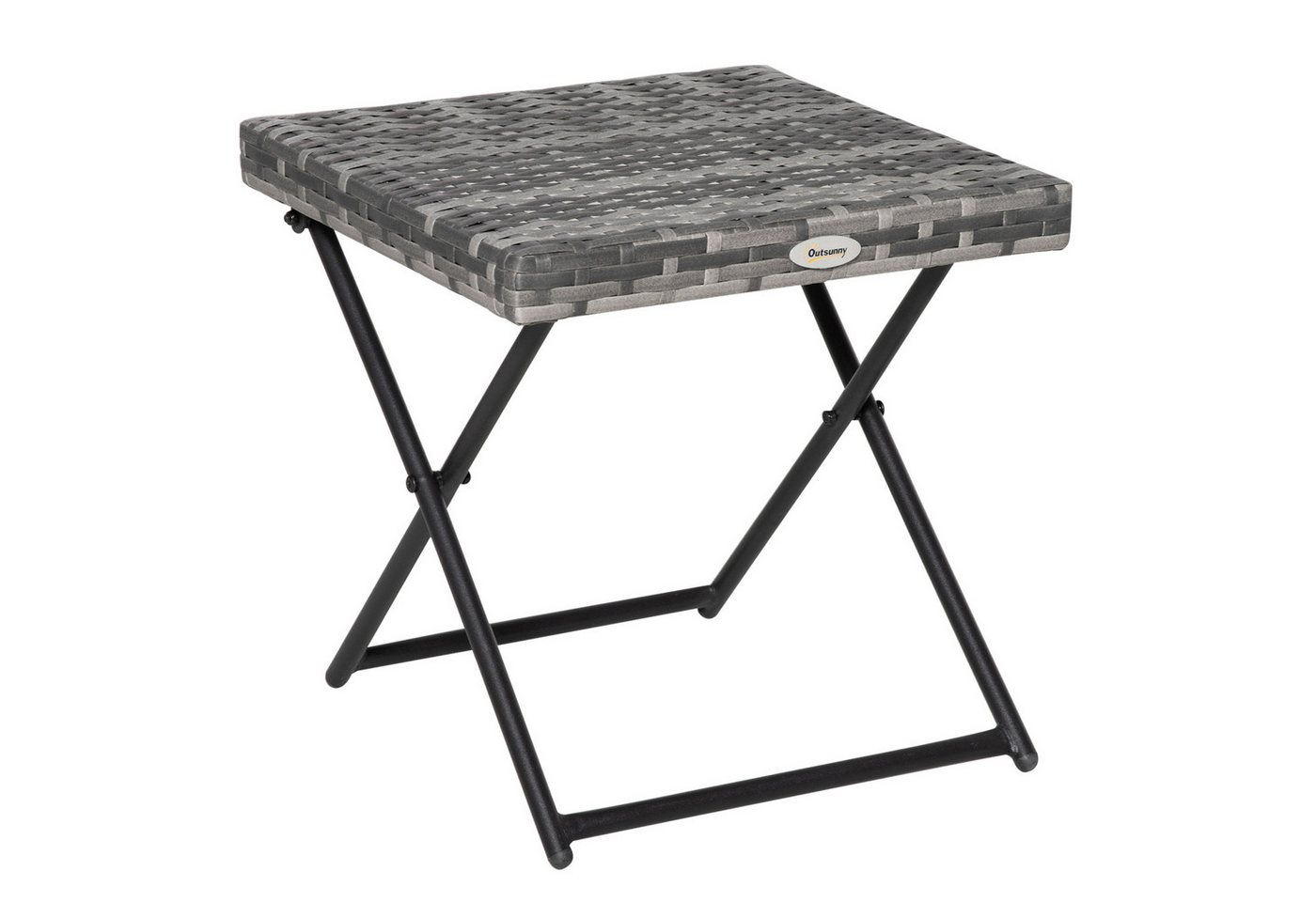 Outsunny Gartentisch klappbar Kaffeetisch aus Polyrattan Terrasse 40x40x40cm (Couchtisch, 1-St., Beistelltisch), für Garten, Balkon, Grau – Bild 2 von 5