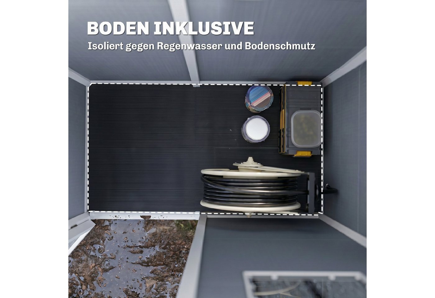 Outsunny Gerätehaus 1,14m² Gartenhaus mit Pultdach Boden wetterfest Kunststoff, BxT: 151x92 cm, (Geräteschuppen, 1 St., Gartenhaus), Werkzeugschuppen, verschlie – Bild 5 von 5