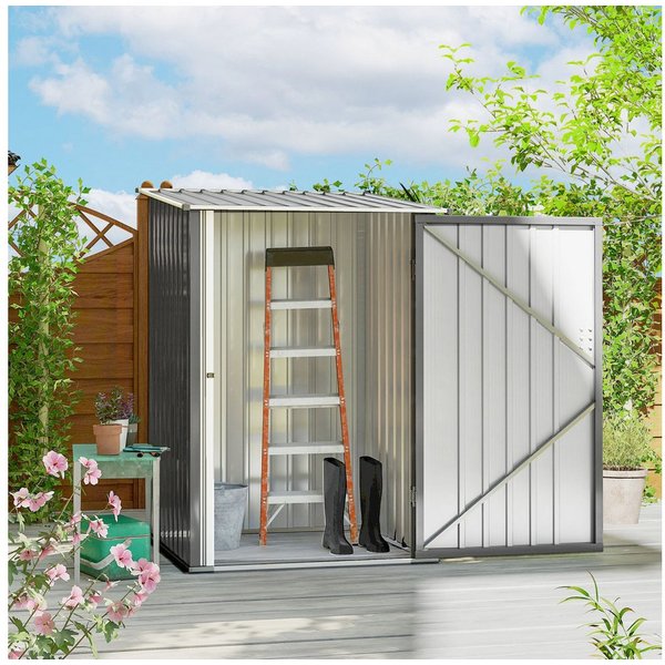 Outsunny Gerätehaus Metall 0,92 m² Geräteschuppen mit Pultdach Abschließbarer Tür, BxT: 100x103 cm, (Metall Geräteschuppen, 1 St., Gartenhaus 0,92 m), für Hinte