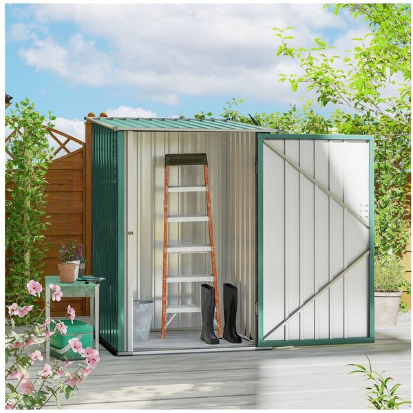 Outsunny Gerätehaus Metall 0,92 m² Geräteschuppen mit Pultdach Abschließbarer Tür, BxT: 100x103 cm, (Metall Geräteschuppen, 1 St., Gartenhaus 0,92 m), für Hinte