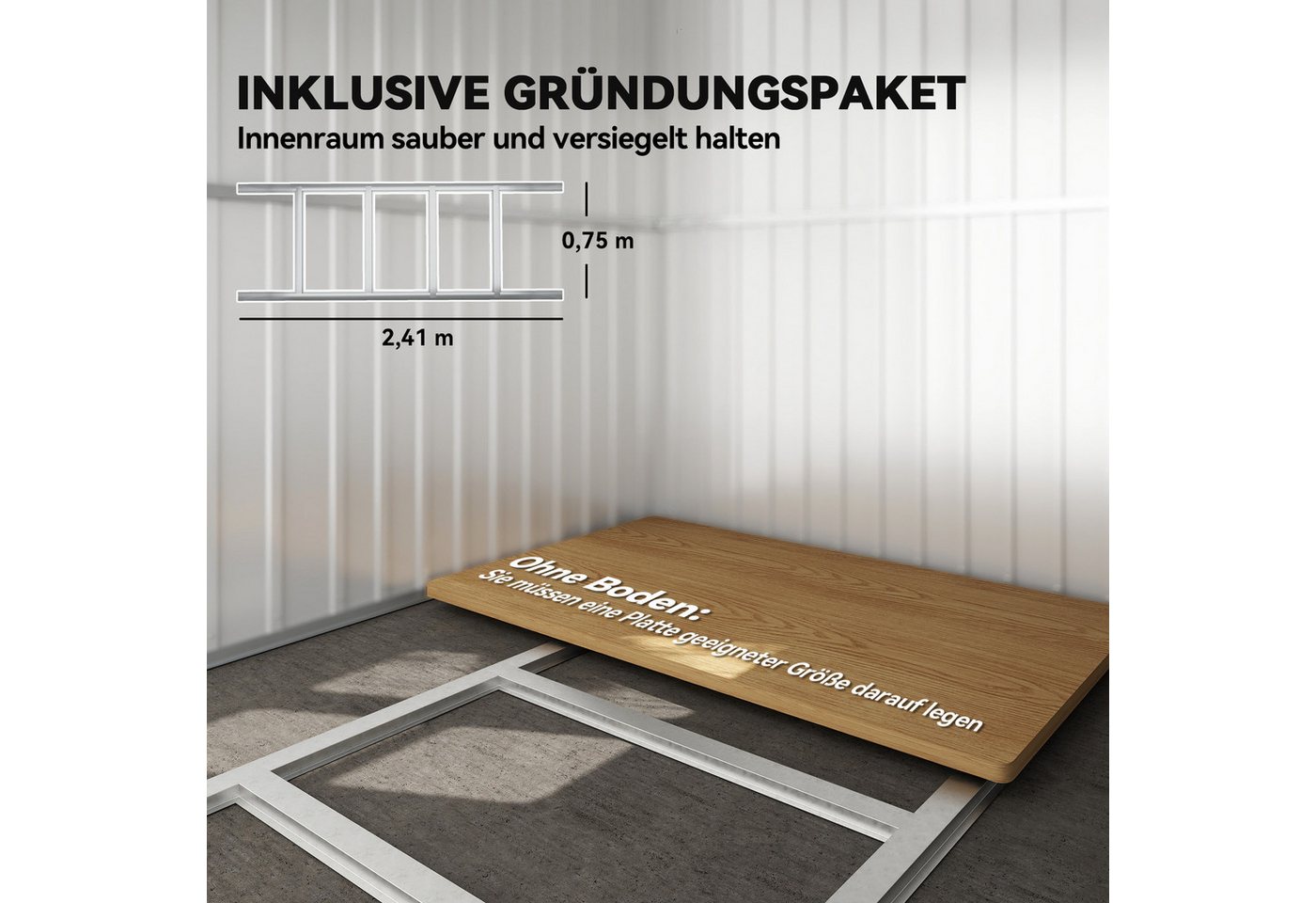 Outsunny Gerätehaus Metall 4,13 m² Geräteschuppen mit Fenster Pultdach, BxT: 260x177 cm, (4,13 m² Geräteschuppen, 2 St., wetterfest Gartenhaus), witterungsbestä – Bild 5 von 5