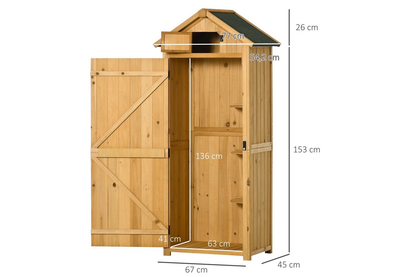 Outsunny Gerätehaus Gerätehaus mit Regalböden, BxT: 54.2x77 cm – Bild 5 von 5