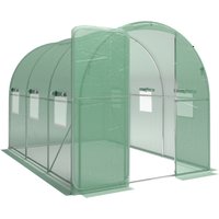 Outsunny Gewächshaus 3 x 2 x 2 m Foliengewächshaus mit Abschließbar Anschlag-Tür 6 Rollbar Netzfenster Stützstangen Verlängerte Kanten, UV-beständig Folientunne