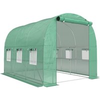 Outsunny Gewächshaus ca. 2,7 x 2 x 2 m Foliengewächshaus mit Regalen Rollbar Reißverschlusstür 6 Netzfenster Stützstangen, UV-beständig Folientunnel, Winterfest