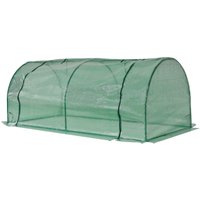 Outsunny Gewächshaus mit Rollfenster winterfest Foliengewächshaus aus Stahl wasserabweisend Treibhaus für Balkon Garten Tomatenhaus mit UV schutz 200x100x80cm T